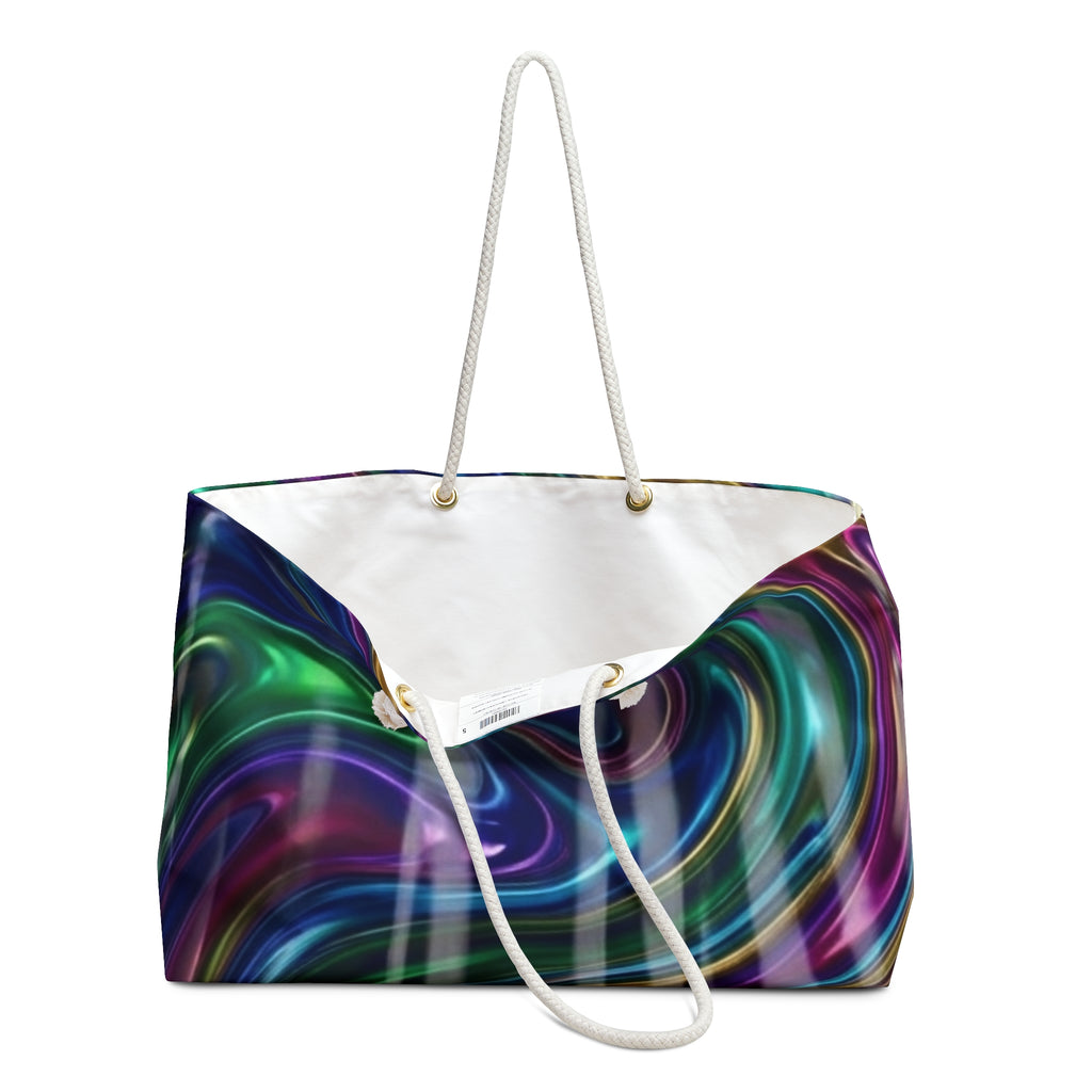 Abstract Swirl Weekender Bag — Colorful Marble Travel Tote