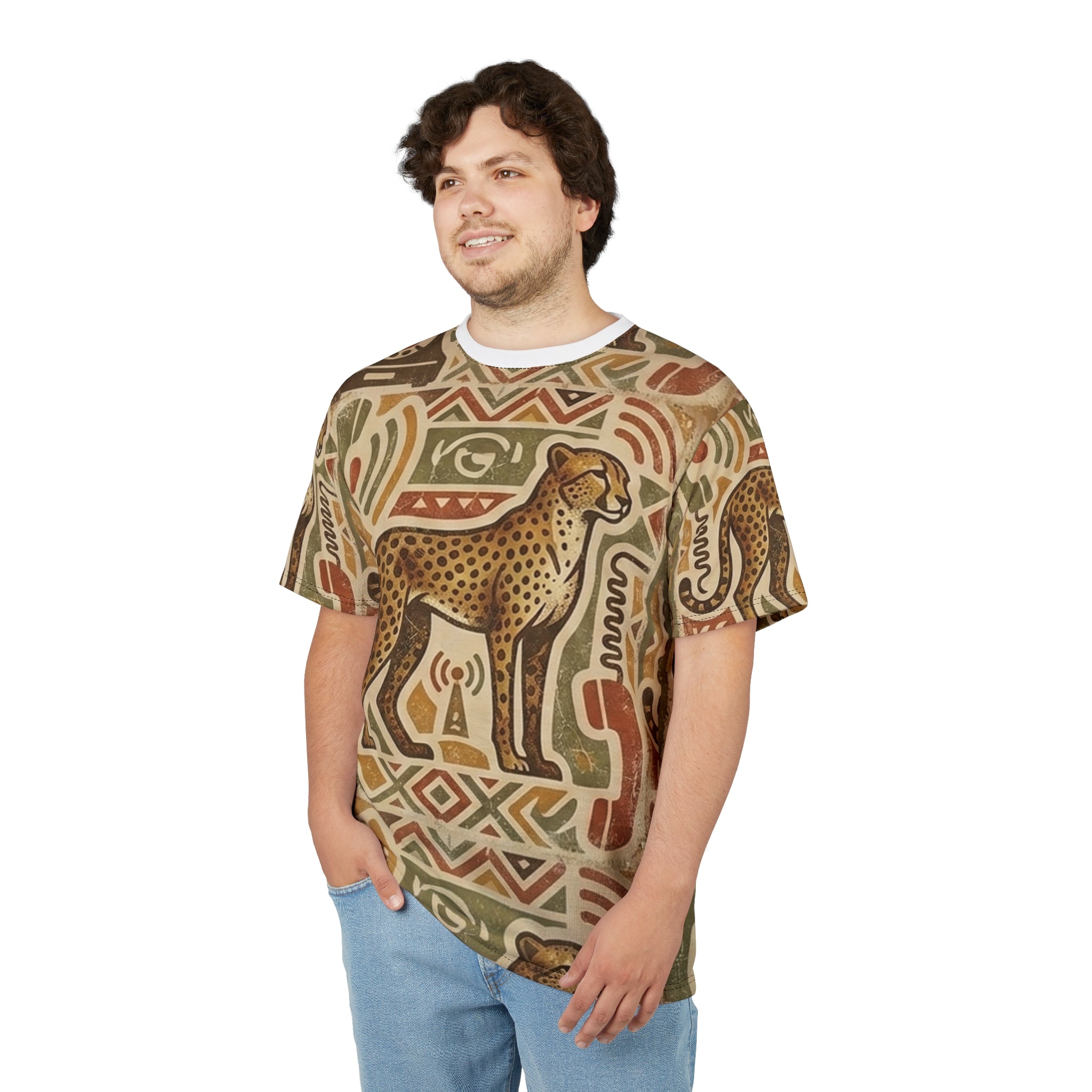 Cheetah Tribal Print Tee — Vintage African-Inspired All-Over Print Shirt Printify