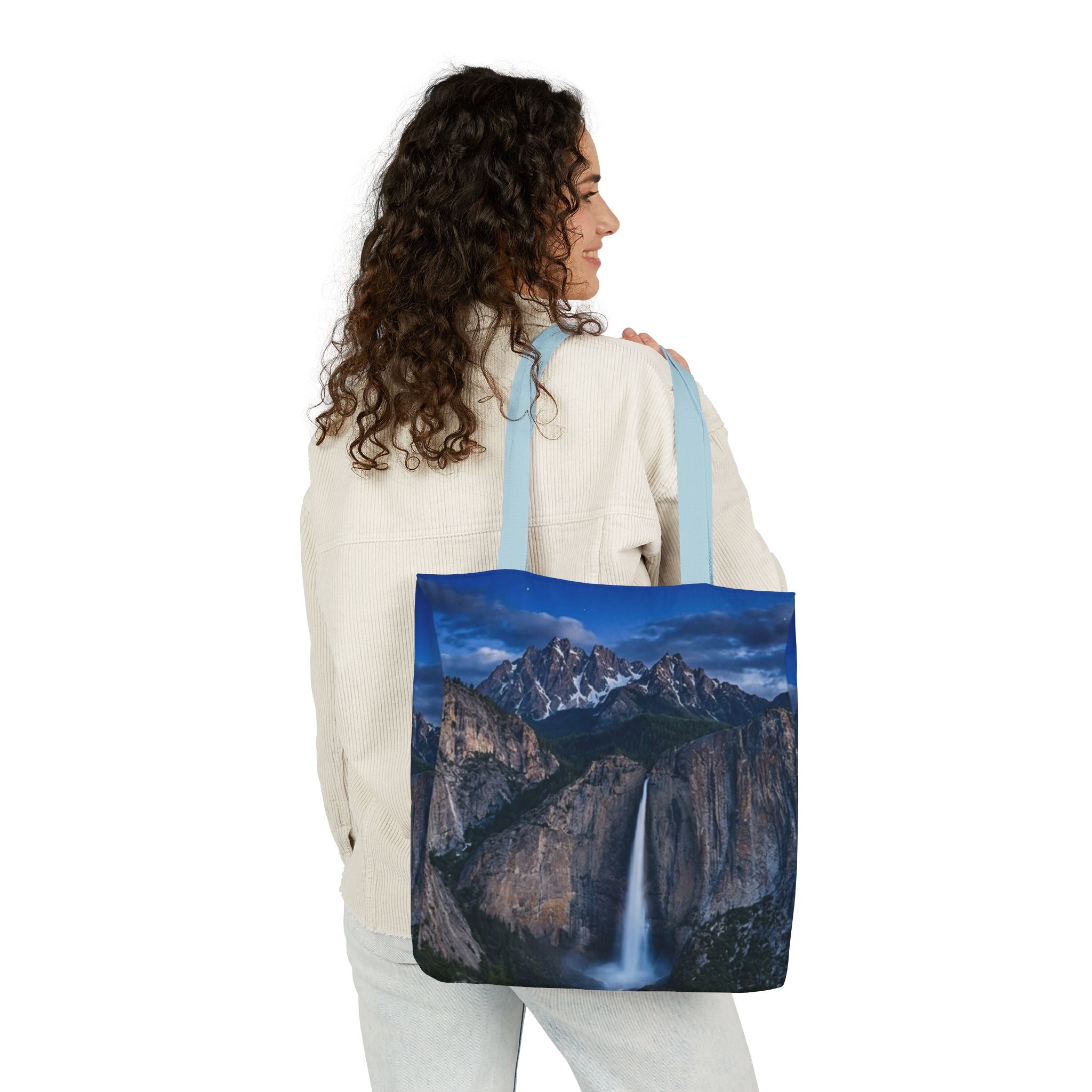 Yosemite Nightfall Canvas Tote — Scenic Waterfall Photo Bag