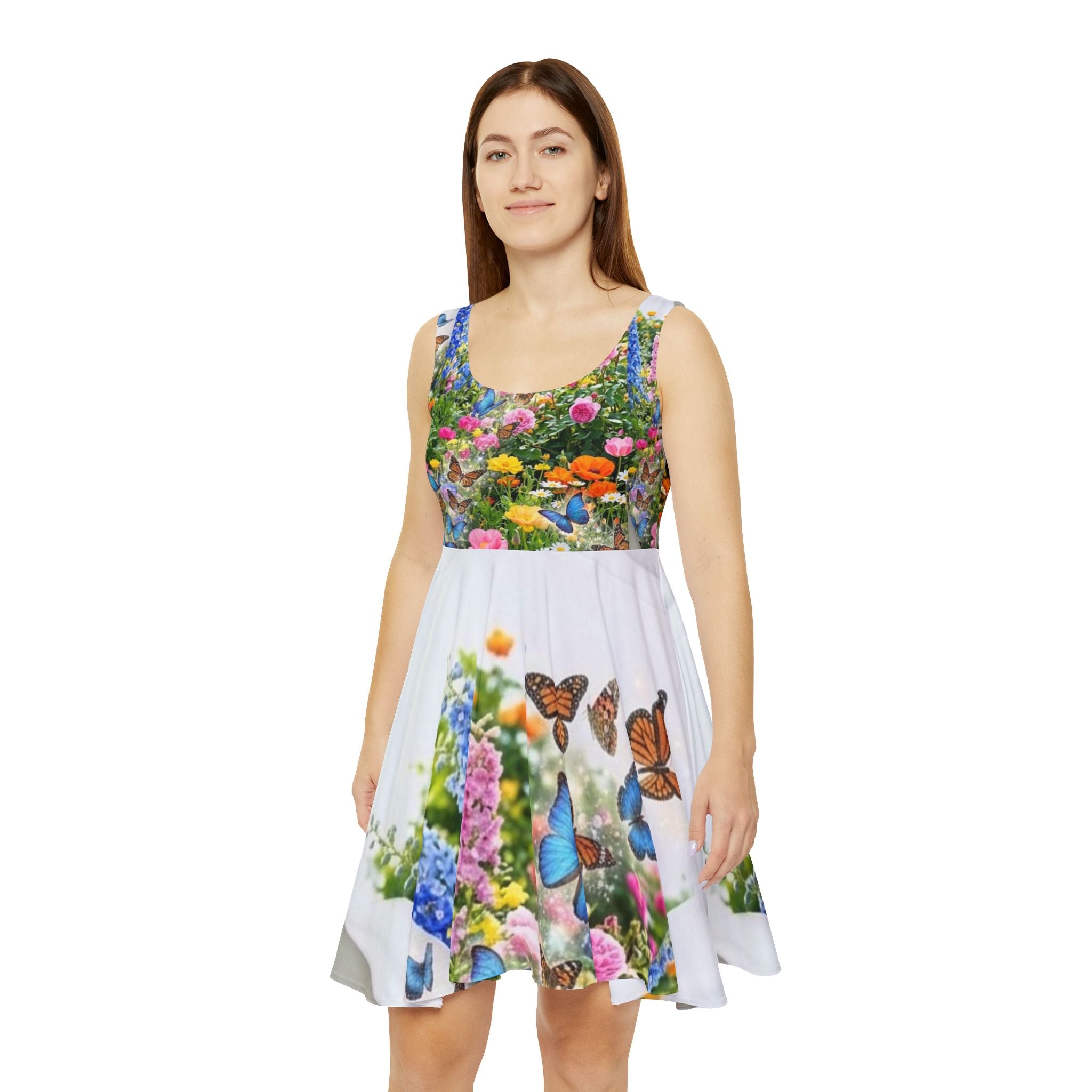 Butterfly Garden Skater Dress — Floral All-Over Print