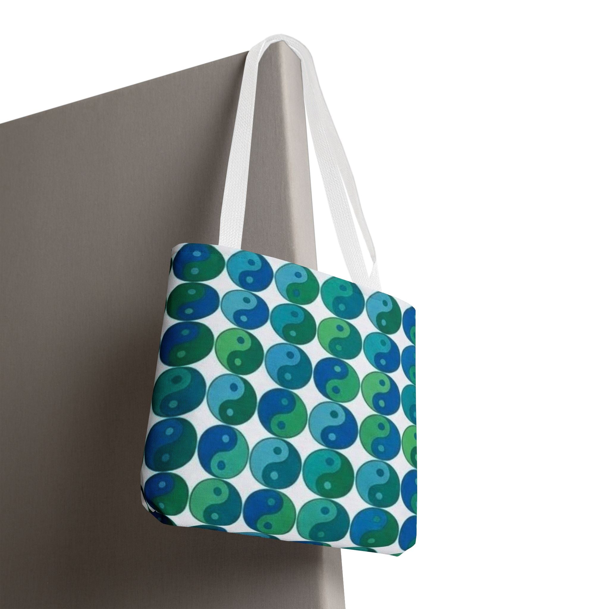 Yin Yang Pattern Tote Bag — Blue Green Reversible All-Over-Print Shopper