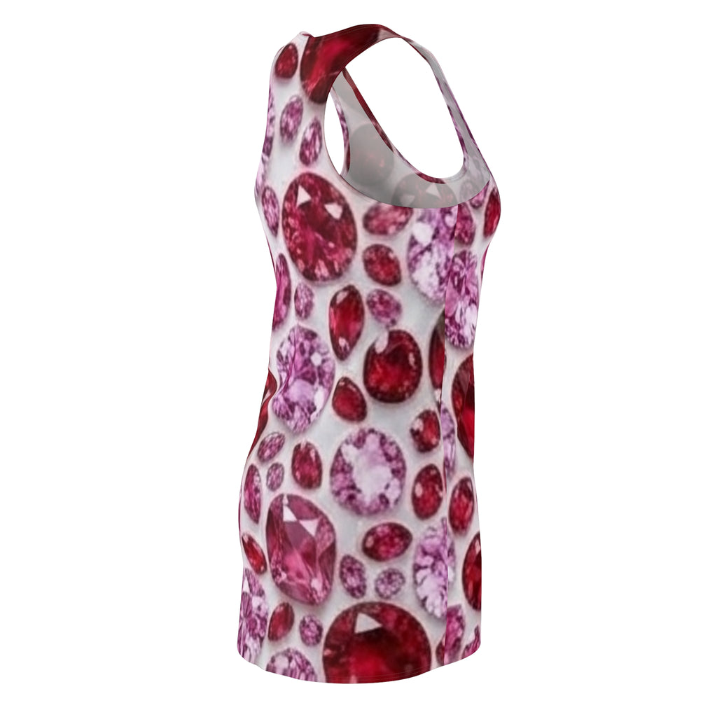 Racerback Dress — Pink & Red Gemstone All-Over Print