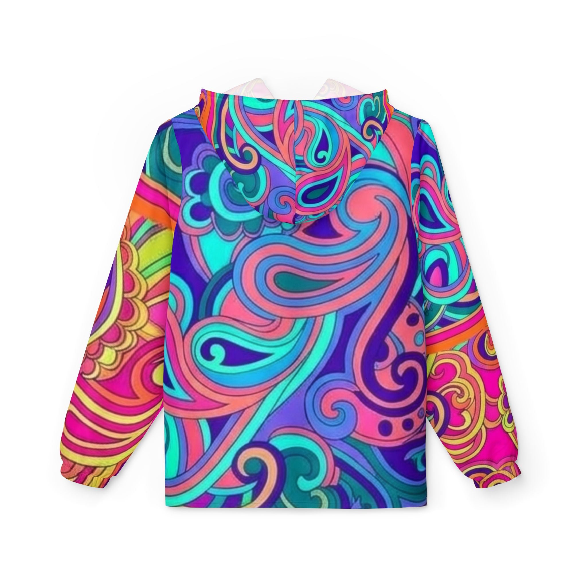 Psychedelic Swirl Windbreaker Jacket — Vibrant Neon All-Over Print