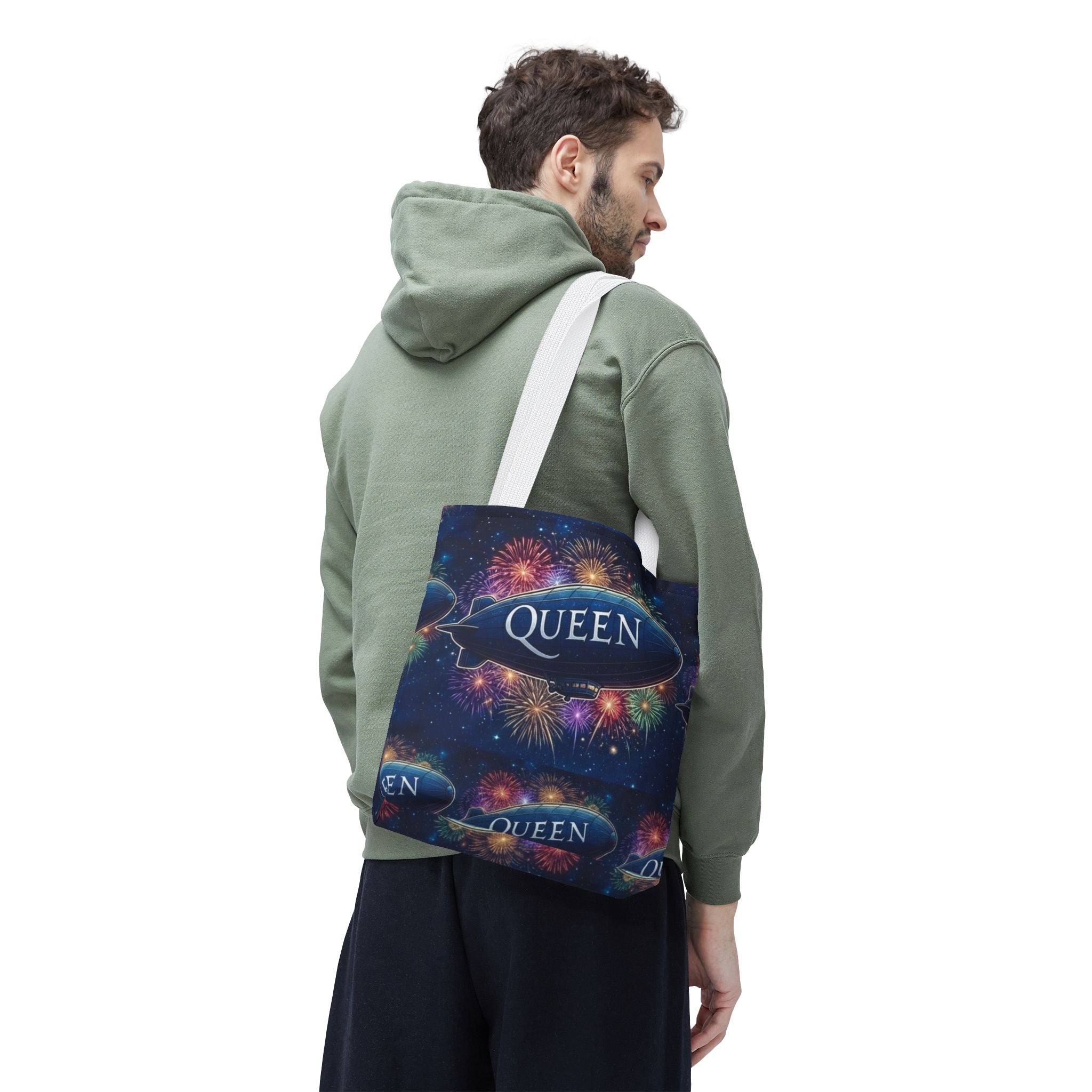 Queen Airship Tote Bag — Fireworks Band Logo Music Fan Tote