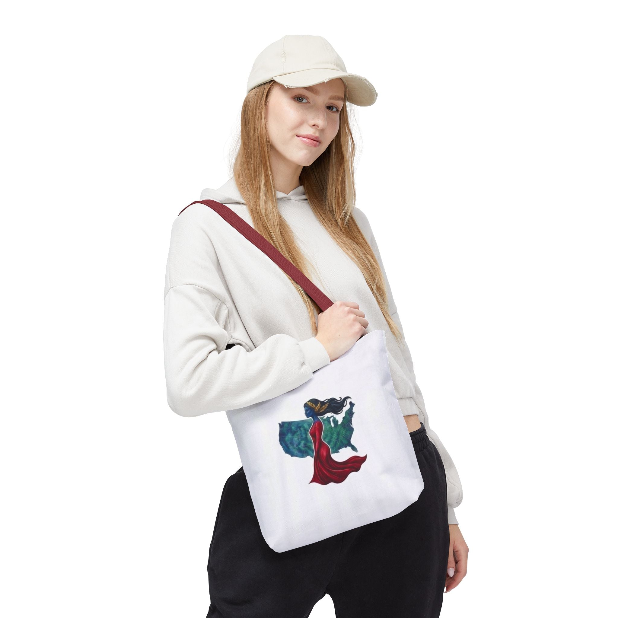 Women's USA Silhouette Tote Bag — Red Dress Fashion Illustration