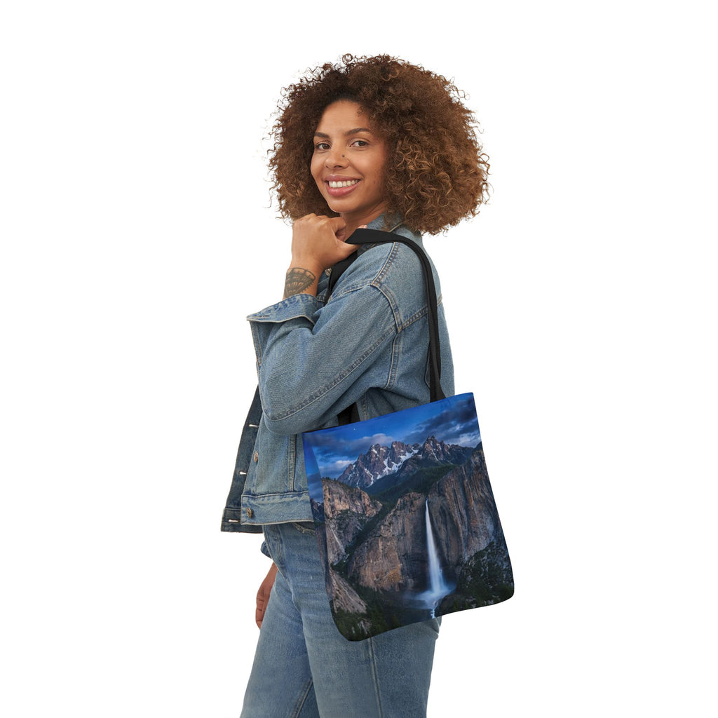Yosemite Nightfall Canvas Tote — Scenic Waterfall Photo Bag