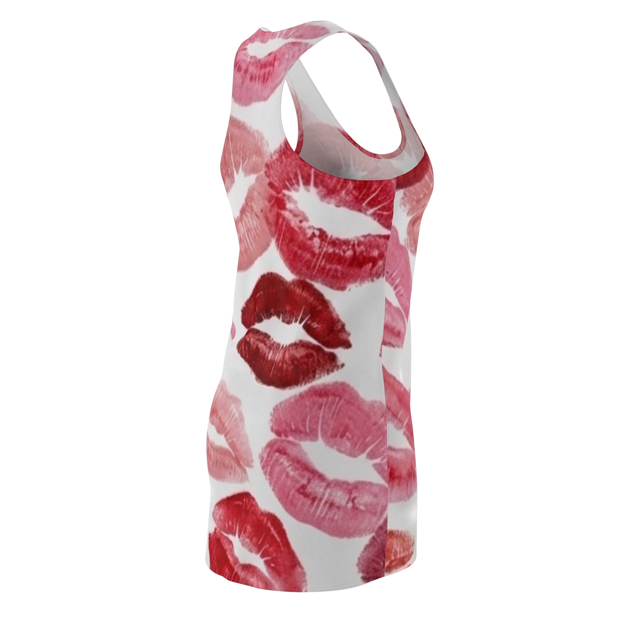 Kiss Print Racerback Dress — Pink & Red Lipstick Pattern
