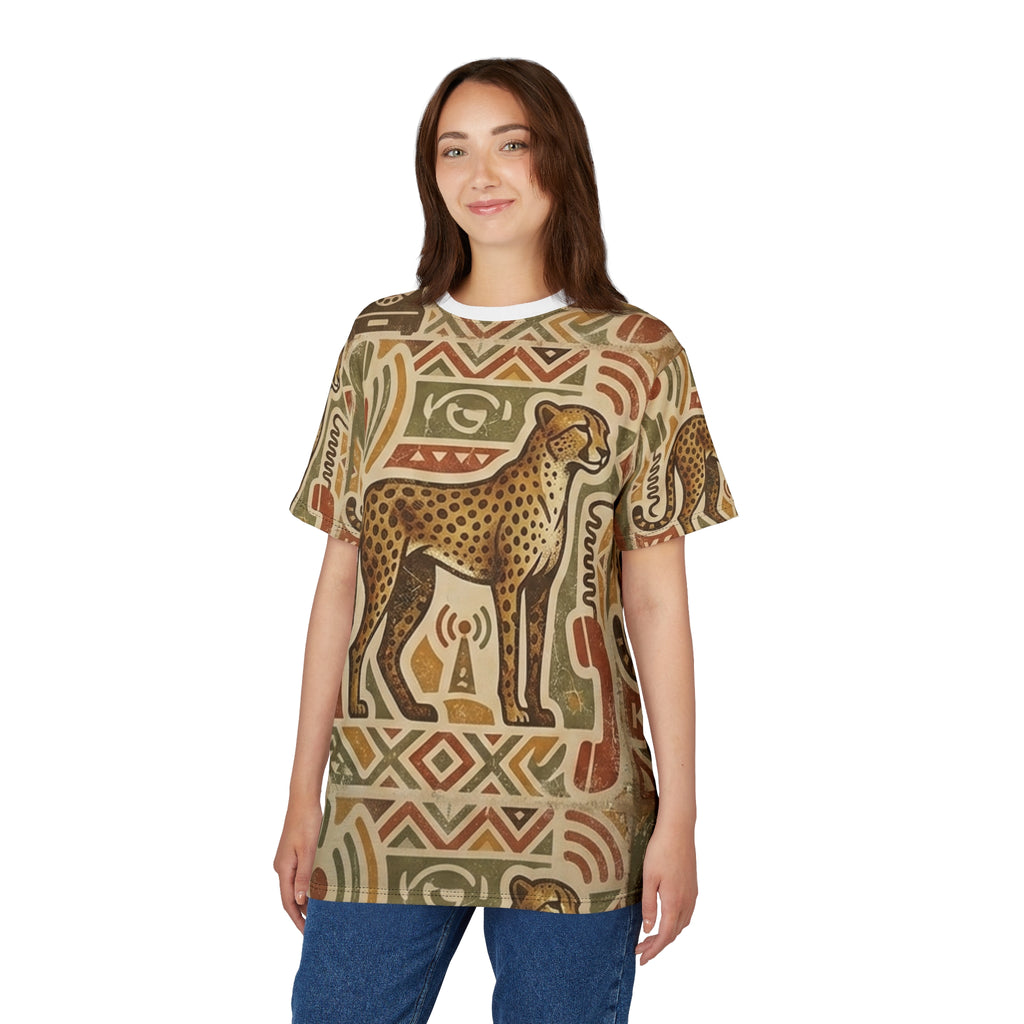 Cheetah Tribal Print Tee — Vintage African-Inspired All-Over Print Shirt Printify