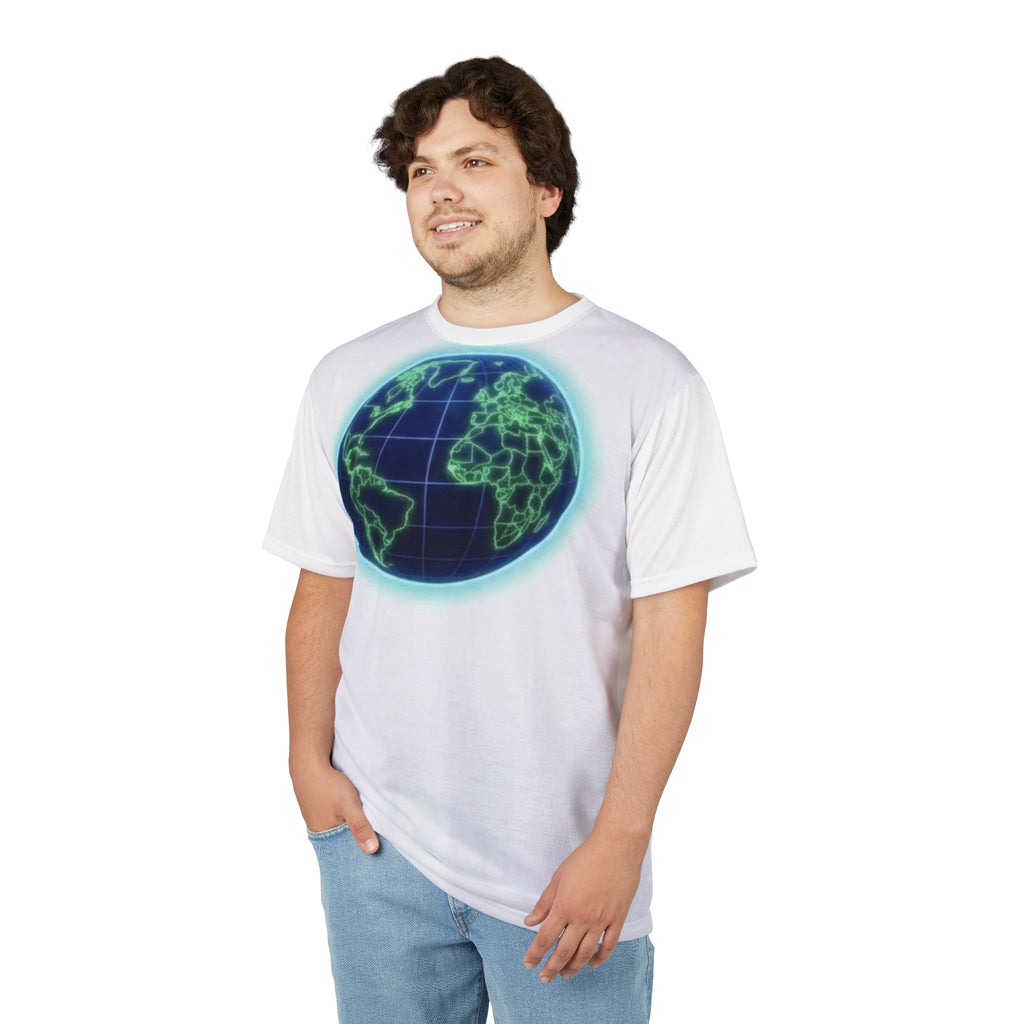 Neon Globe Graphic Tee — Glowing Earth Print T-Shirt Printify