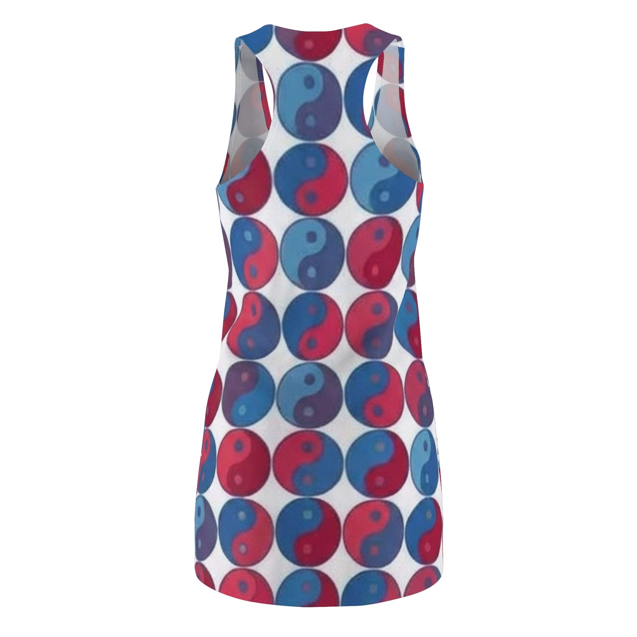 Red & Blue Yin Yang Racerback Dress — All-Over Print Casual Sundress