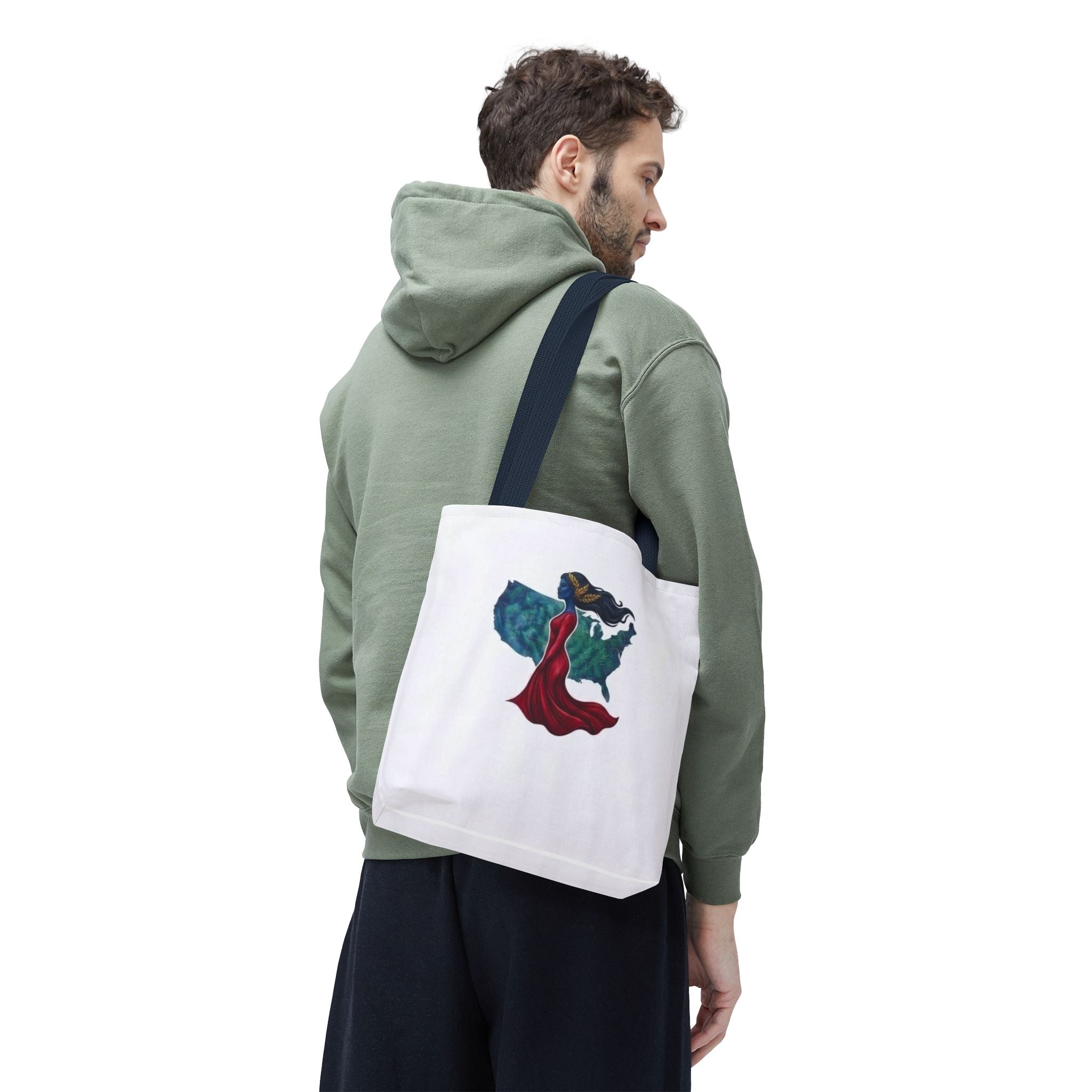 Women's USA Silhouette Tote Bag — Red Dress Fashion Illustration