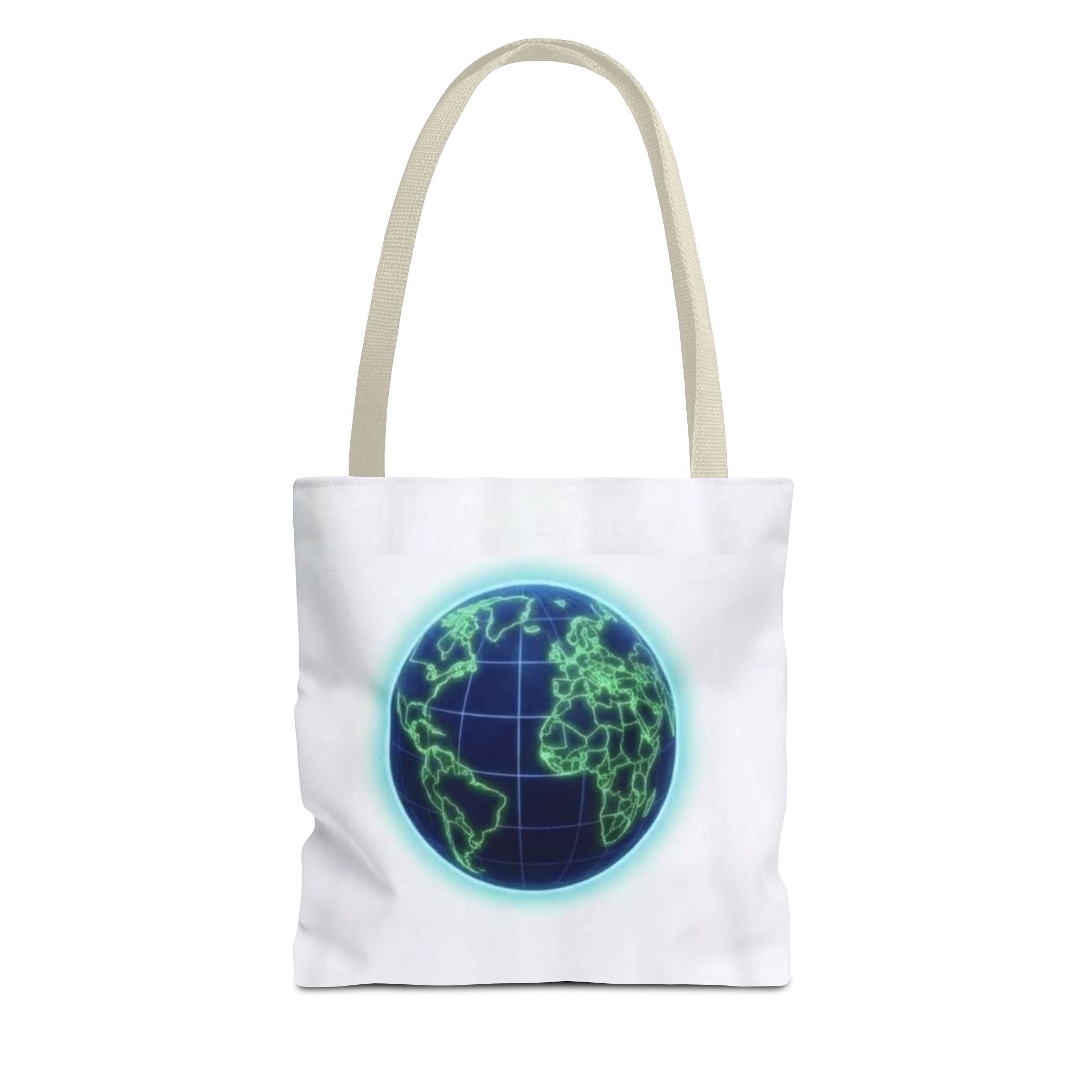 Neon Globe Tote Bag – Eco Globe AOP Tote for Travel & Everyday Printify