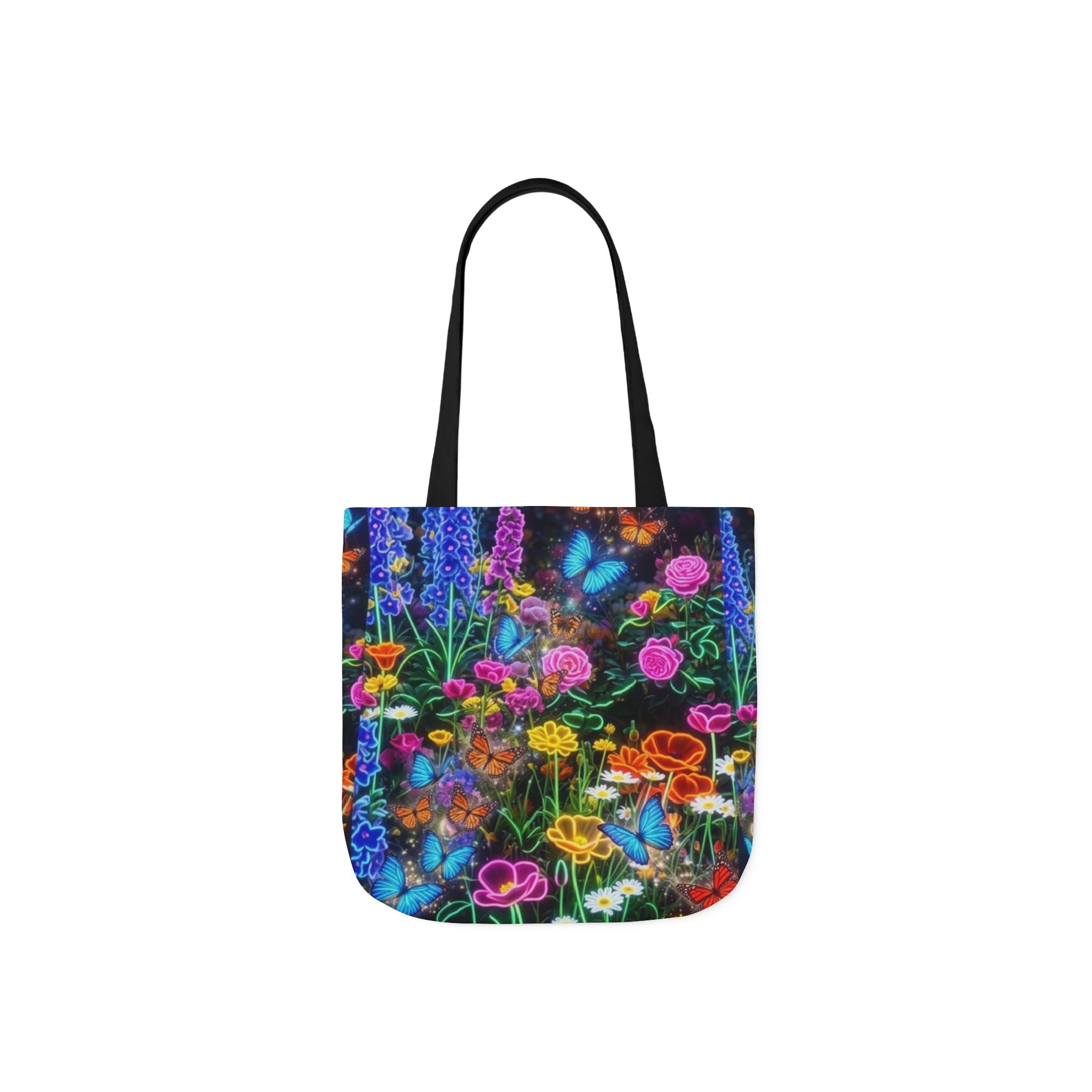 Neon Floral Butterfly Canvas Tote — Colorful Printify