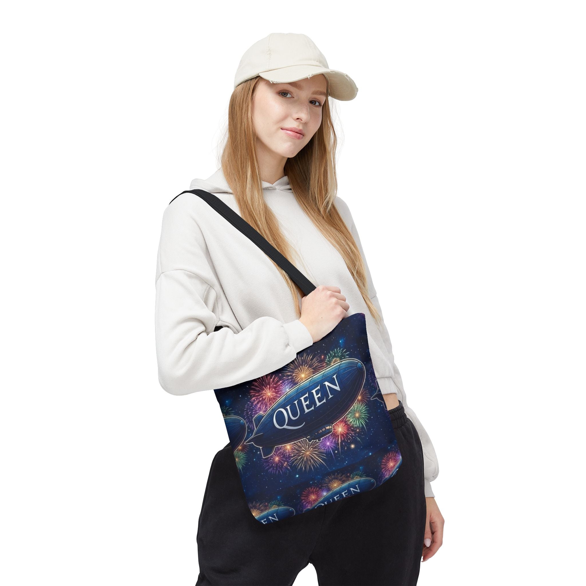 Queen Airship Tote Bag — Fireworks Band Logo Music Fan Tote