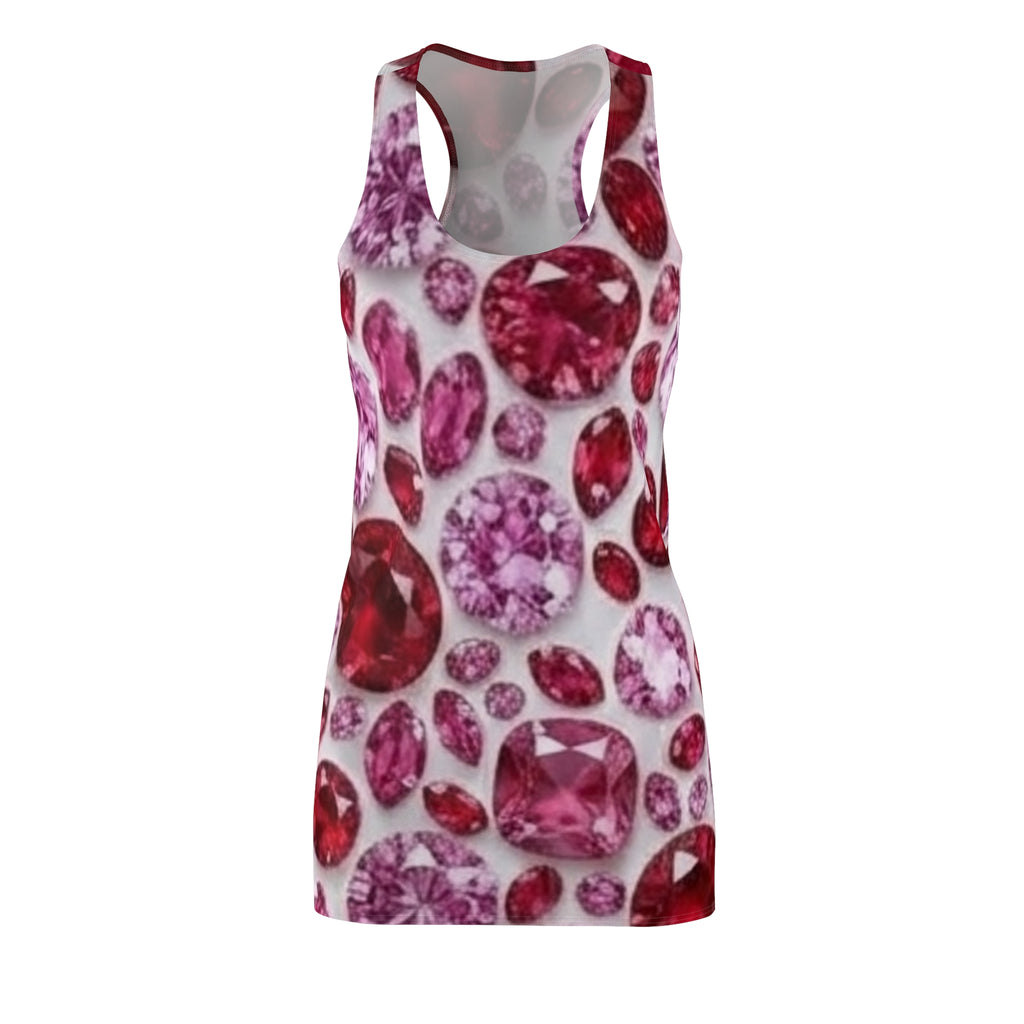 Racerback Dress — Pink & Red Gemstone All-Over Print