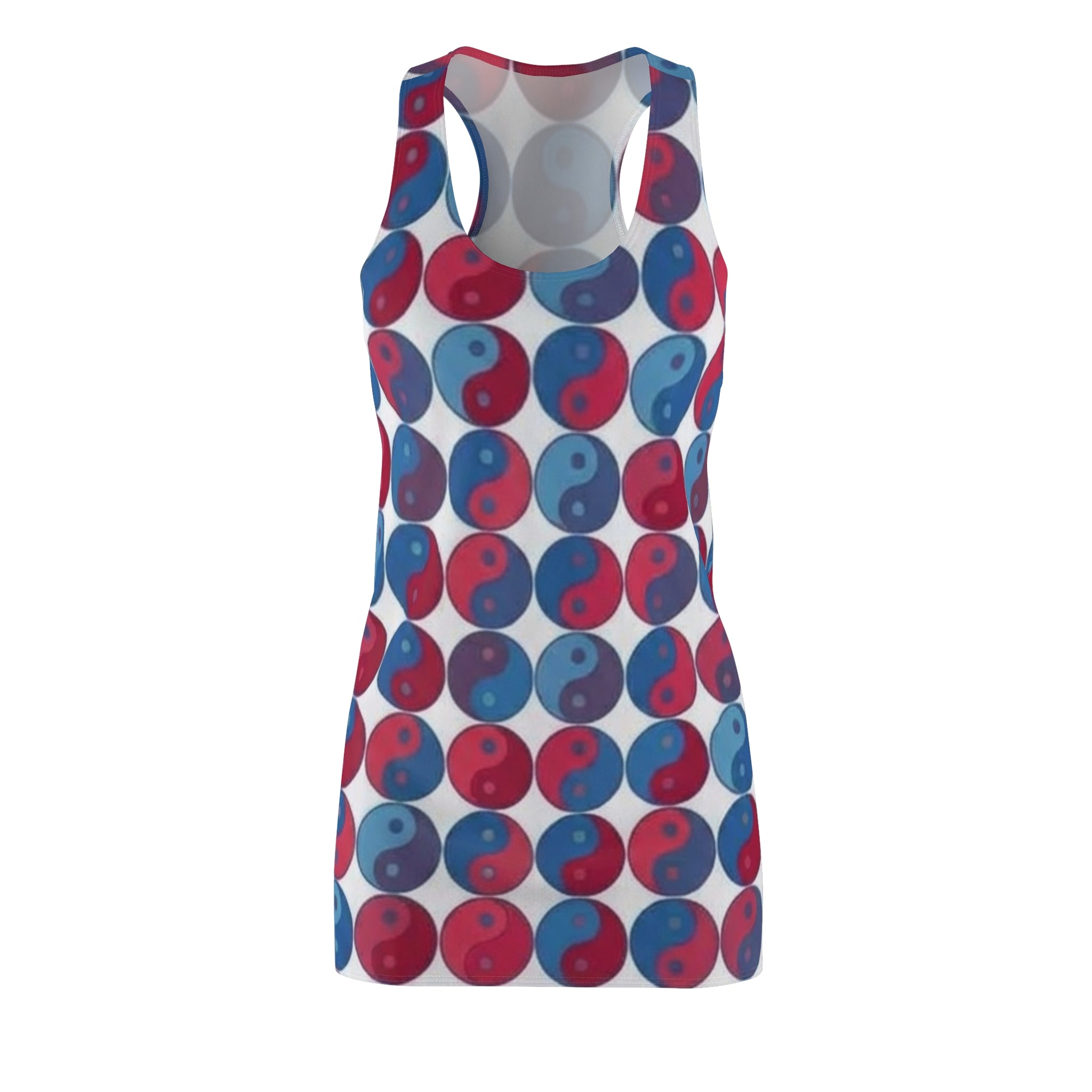 Red & Blue Yin Yang Racerback Dress — All-Over Print Casual Sundress