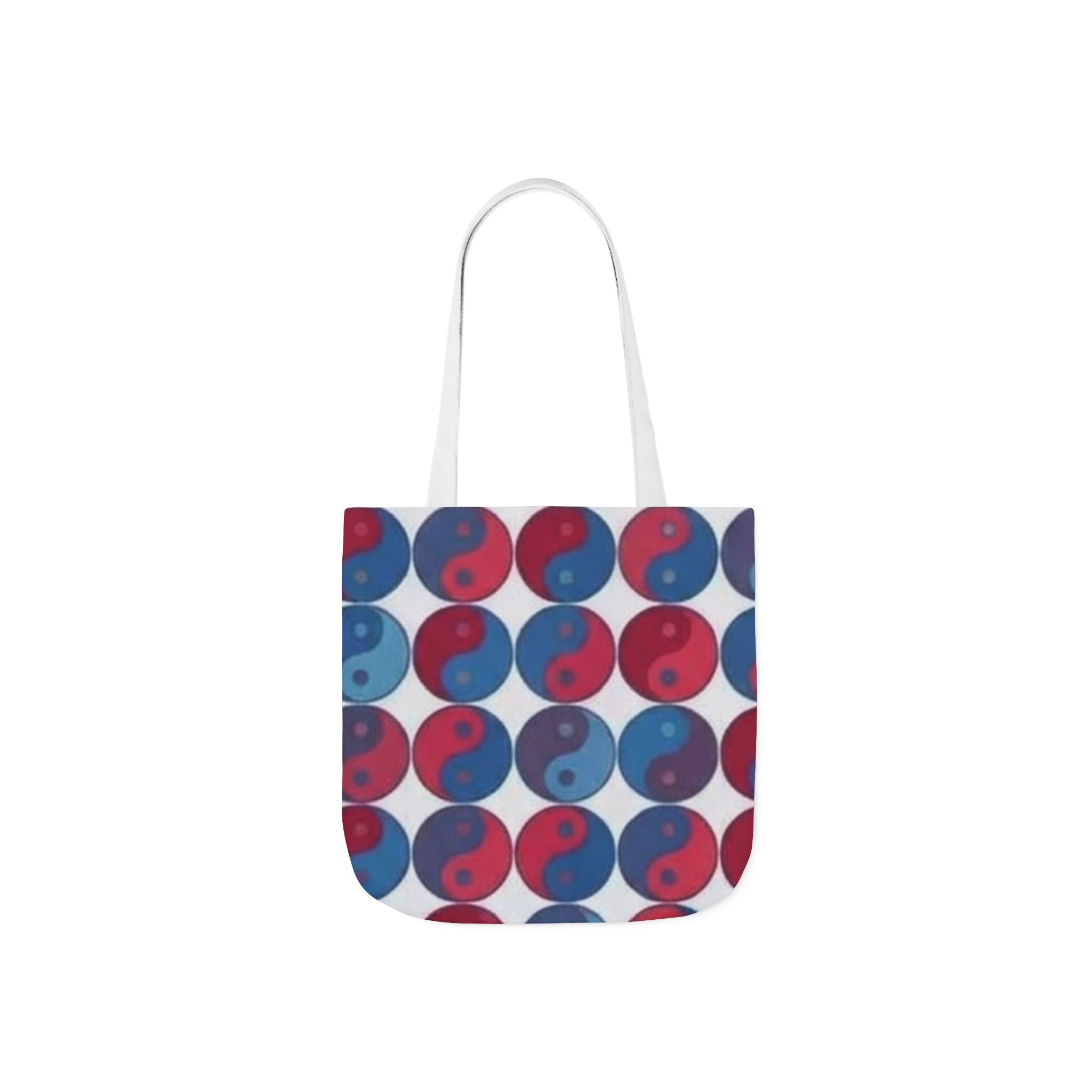 Yin Yang Pattern Canvas Tote — Red & Blue Reversible Symbol Beach Bag