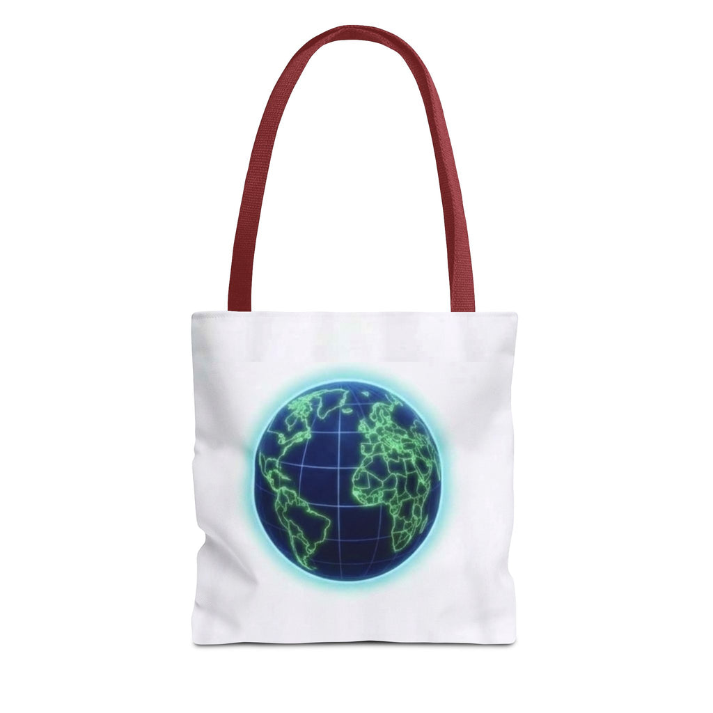 Neon Globe Tote Bag – Eco Globe AOP Tote for Travel & Everyday Printify