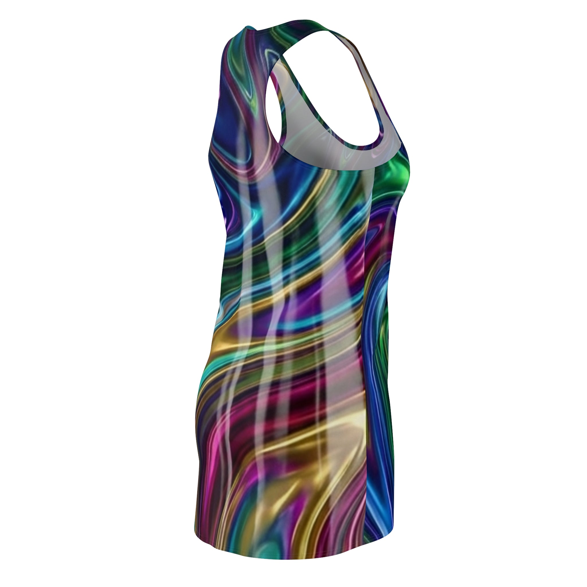 Racerback Dress — Iridescent Swirl All-Over Print