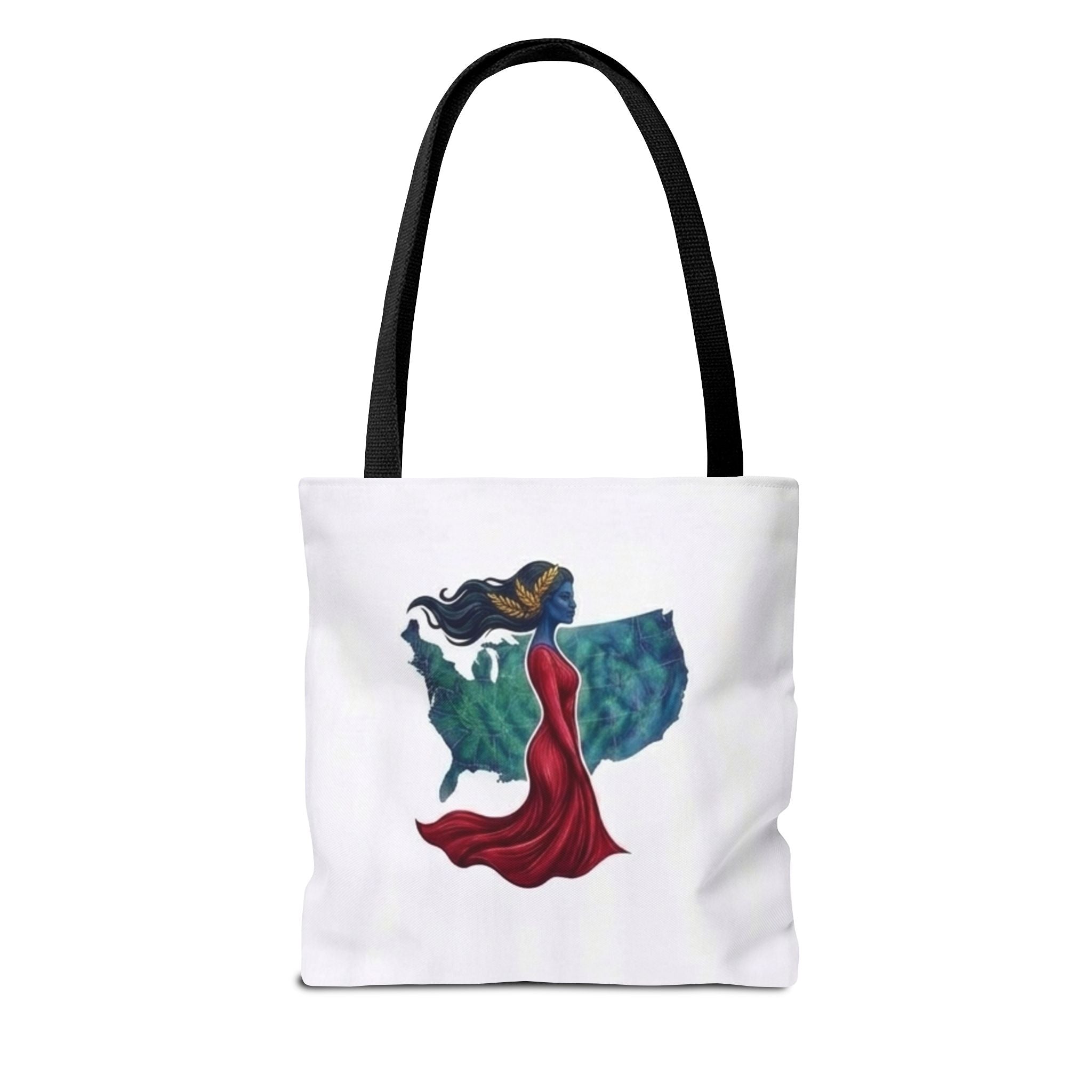Women's USA Silhouette Tote Bag — Red Dress Fashion Illustration