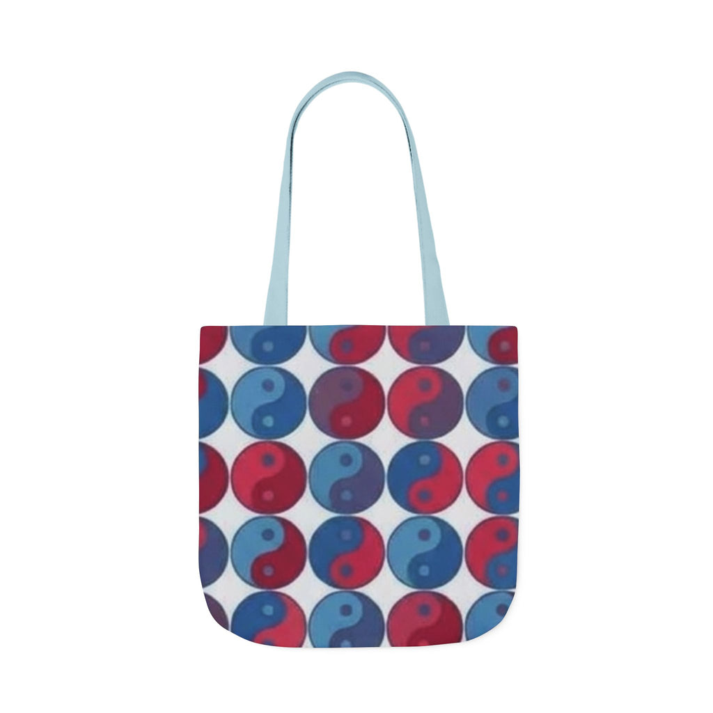 Yin Yang Pattern Canvas Tote — Red & Blue Reversible Symbol Beach Bag