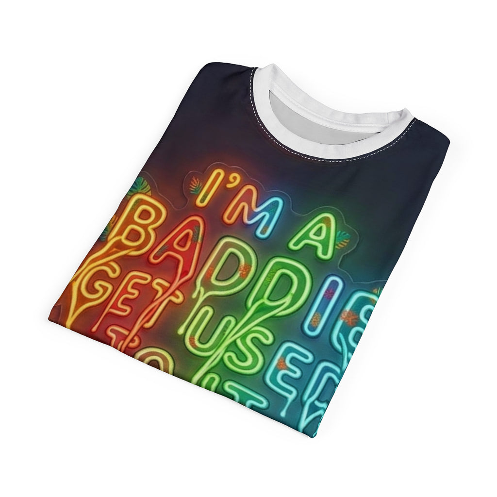 Neon 'I'm A Baddie' All-Over Print Tee