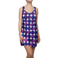 Yin Yang Dot Racerback Dress – Purple & Blue Geometric AOP