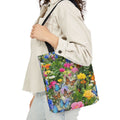 Floral Butterfly Canvas Tote Bag — Colorful Garden Print Tote