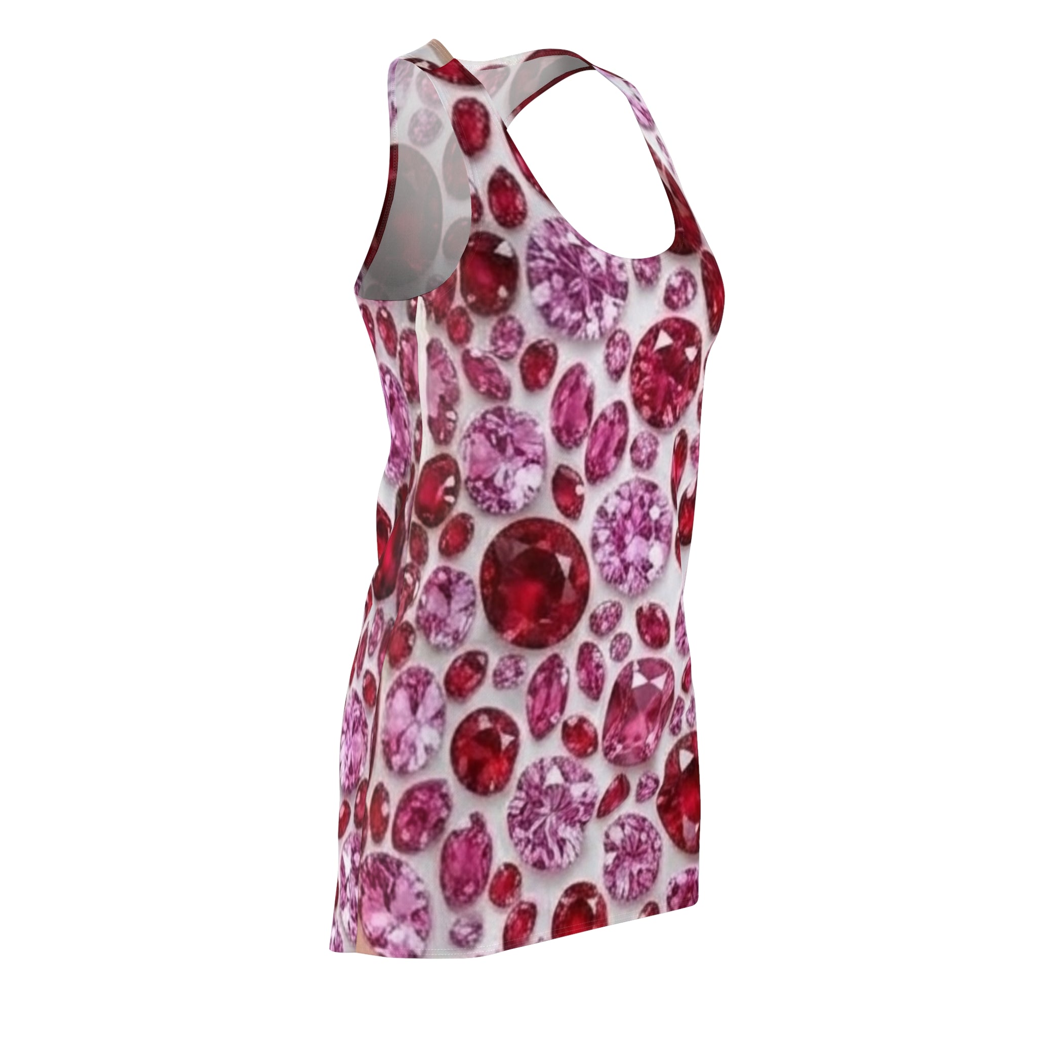 Racerback Dress — Pink & Red Gemstone All-Over Print